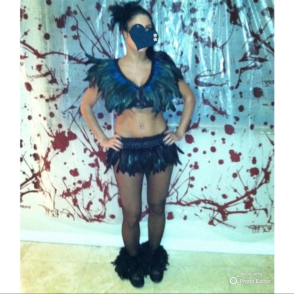 Sexy feather costume or Raven bird costume
